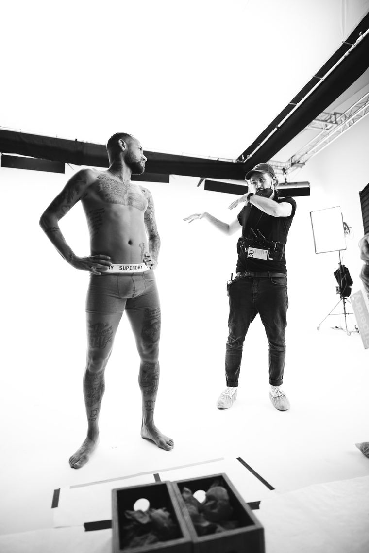 James Camp directing on the Superdry x Neymar Jr shoot